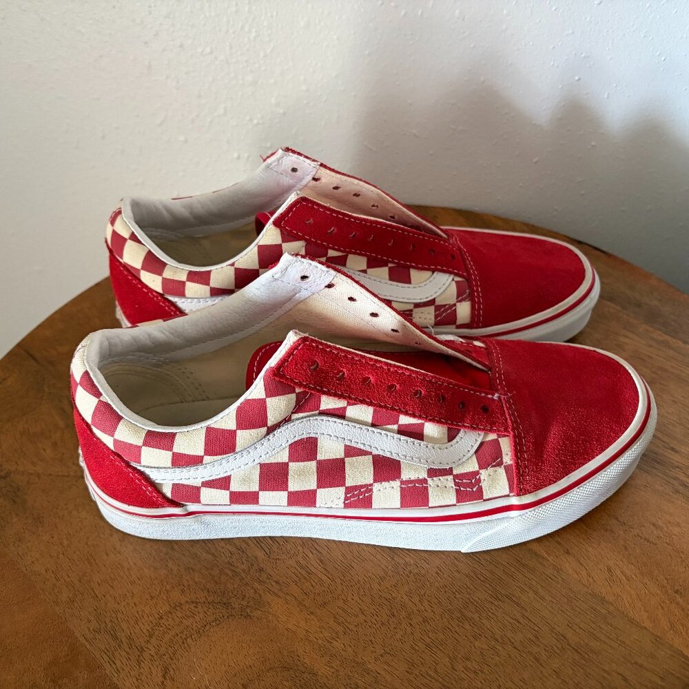 Vans red checkered size 7.5 mens 9 womens